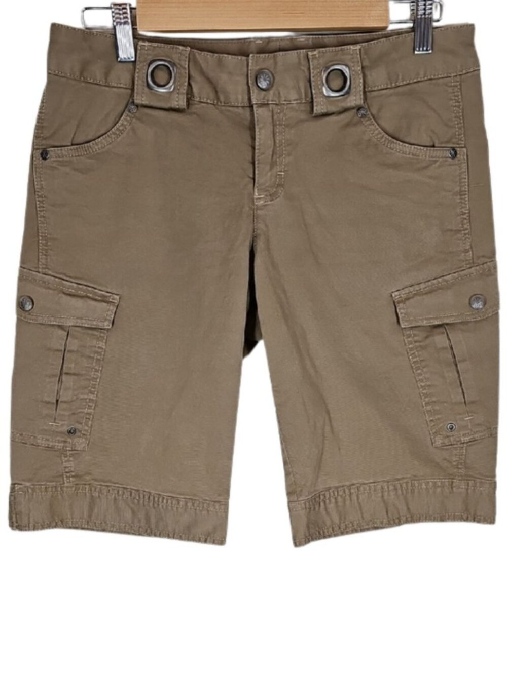 Athleta Kick-It Cargo Bermuda Shorts Sz 4 Dark Khaki Hiking Outdoor Travel